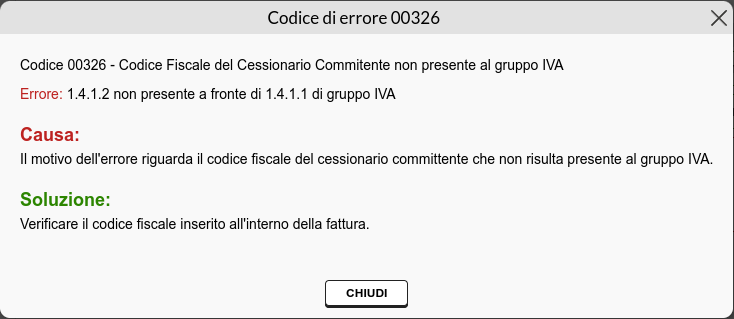 Codice Errore 00326