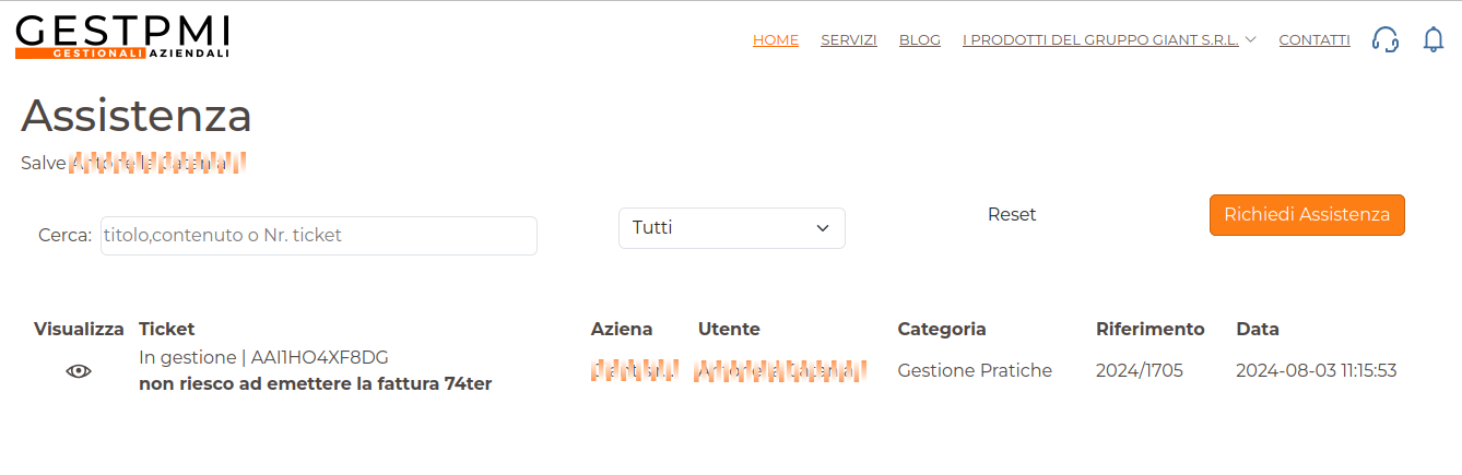 Gestione Ticket Elenco Ticket